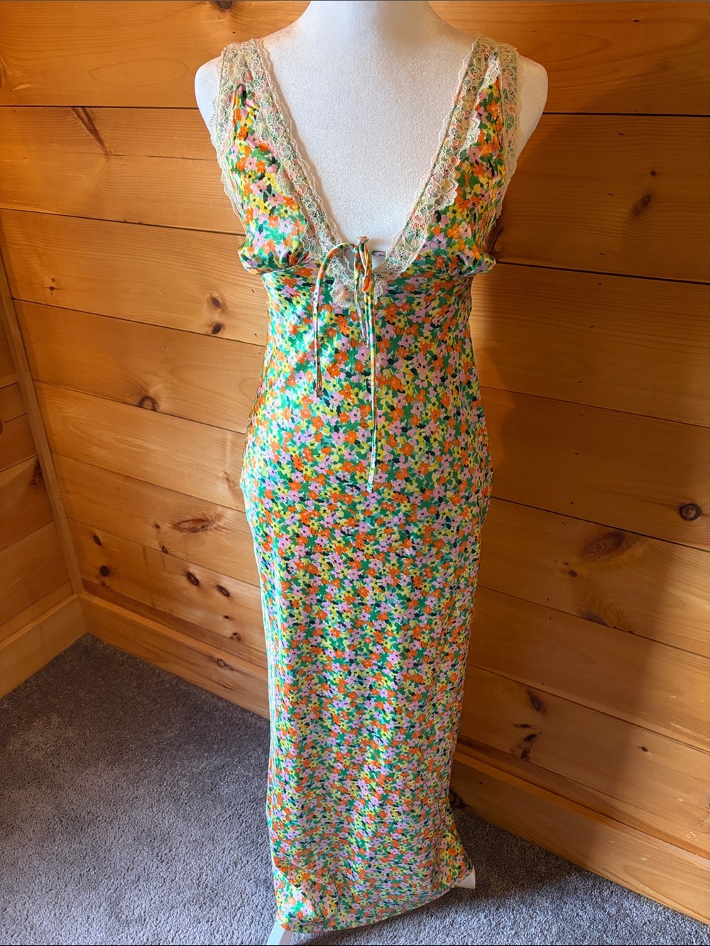 Satin Floral Maxi Dress